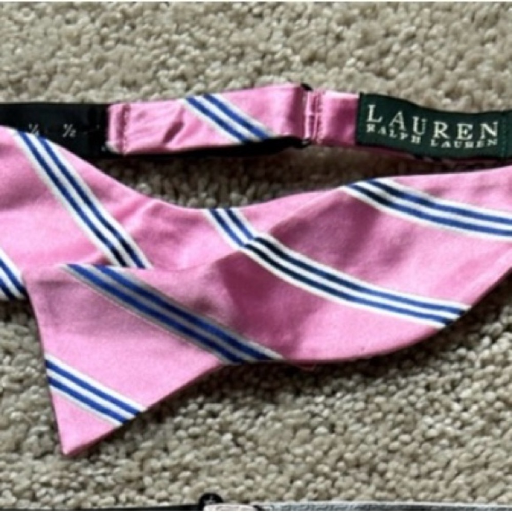 Lauren Ralph Lauren Pink and Blue Striped Bow Tie